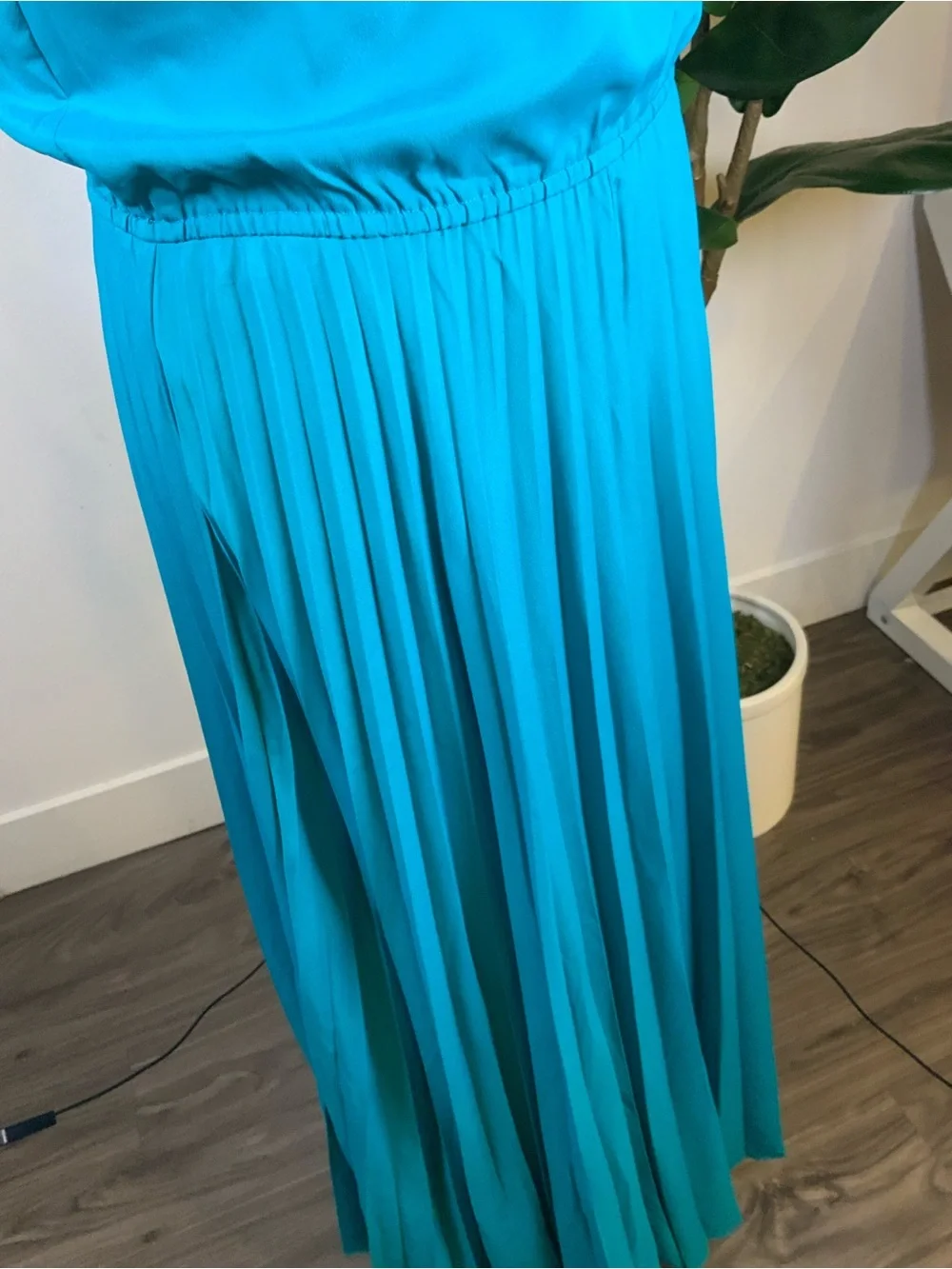 MICHAEL Michael Kors Teal Sleeveless Pleated Maxi Dress